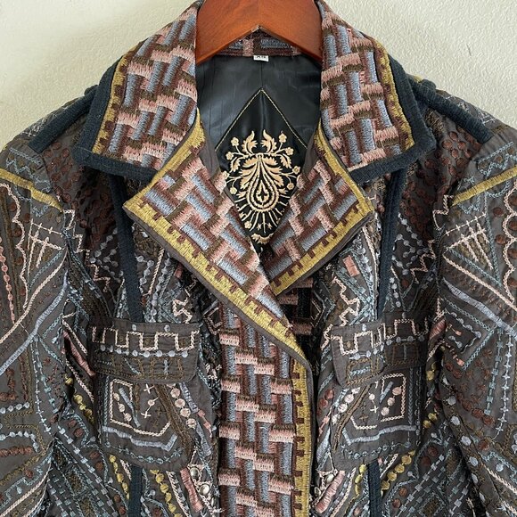 JOHNNY WAS Biya Metallic Embroidered Studded Lined Jacket: NWOT! XS (Runs Large) - Picture 2 of 8